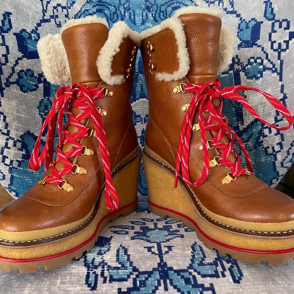 Tory Burch Hiker Wedge Shearling BootieW/box - Picture 5 of 9